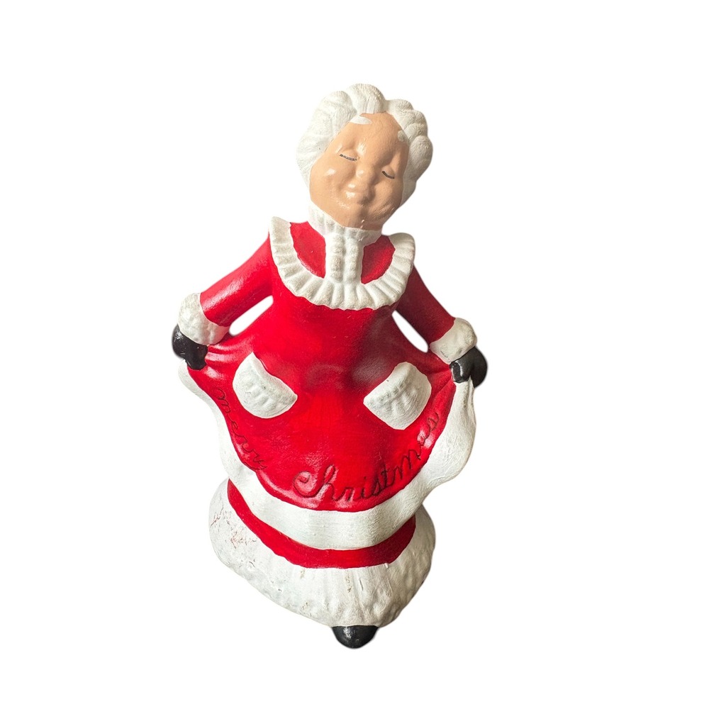 Mrs Claus Ceramic Figurine Hand Painted Christmas Decor 5" Red Dress Vintage‎